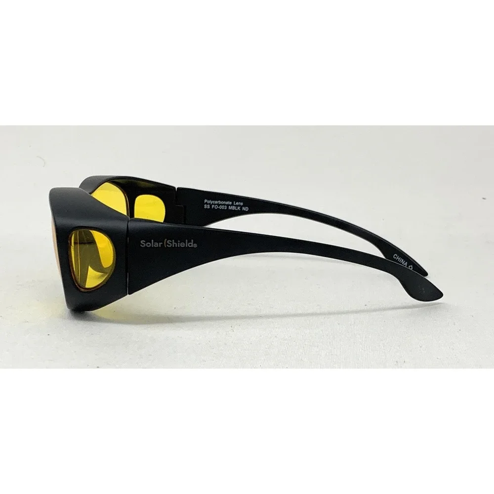 SOLAR SHIELDS‎ Night Drivers Fit Overs Blue Light Yellow Lens Black, Medium
